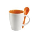 Taza de cerámica bicolor con cuchara 250ml