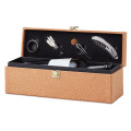Set vino 4 piezas caja corcho Otago