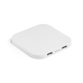 CAROLINE. Cargador inalámbrico superrápido de 15W con HUB 2 puertos USB-A, fabricado en ABS reciclado (100% rABS)