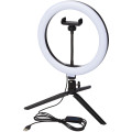Aro de luz para selfies y vlogging con soporte para teléfono y trípode "Studio"