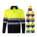 VL VULCAN LARGE. Polo bicolor ojo de pájaro (160g/m²) con manga larga, en poliéster (100%)