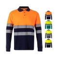 VL PLUTO LARGE. Polo de piqué bicolor (150g/m²) con manga larga, en algodón (55%) y poliéster (45%)