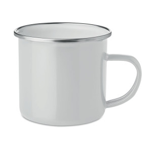 Taza vintage de metal con borde plateado 350ml