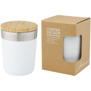 Vaso de 330 ml de acero inoxidable con aislamiento al vacío de cobre y tapa de bambú "Lagan"