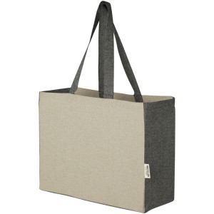 Bolsa Tote de algodón reciclado con fondo ancho de 190 g/m² con laterales en contraste de 18 l "Pheebs"