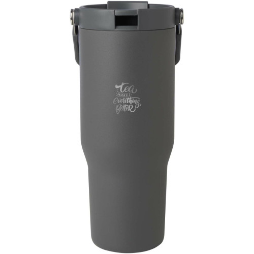 Vaso con aislamiento al vacío de cobre de acero inoxidable reciclado certificado RCS de 900 ml y con tapa de doble función "Bronx"