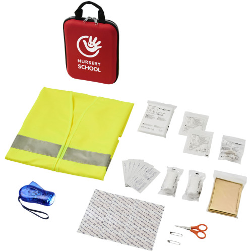 Kit de primeros auxilios de 47 piezas y chaleco reflectante de seguridad Handies