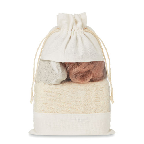 CUIDA SET Set de baño en bolsa jute