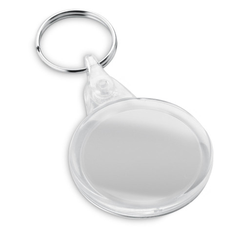 BOLING. Llavero de poliestireno transparente con forma circular