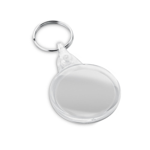 BOLING. Llavero de poliestireno transparente con forma circular