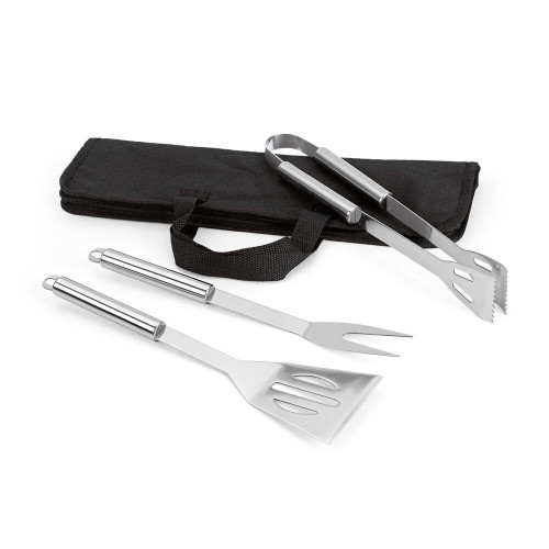 SOARES. Set de barbacoa que incluye 3 piezas en acero inoxidable