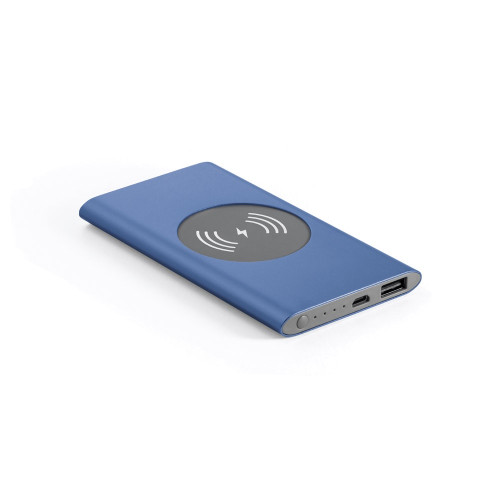 CASSINI. Power bank 4'000 mAh con cargador inalámbrico de 5W, fabricado en aluminio reciclado (100% rAL)