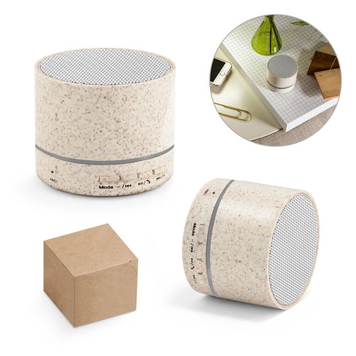 RE-LINEU. Altavoz portátil de 3 W con 4 h 30 min de autonomía en fibra de paja y ABS reciclado (100% rABS)