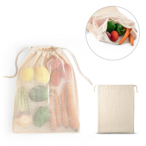 NAPOLI. Bolsa de algodón 100% (120 g/m²) con malla de algodón 100% en la parte delantera (100 g/m²)