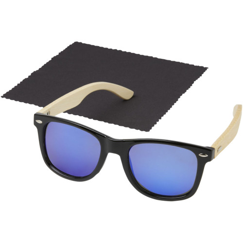 Gafas de sol polarizadas con cristal de espejo de PET reciclado/bambú en caja de regalo "Taiyō"