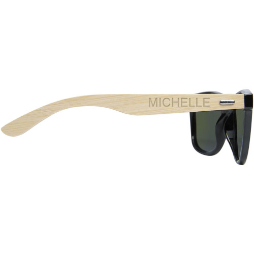 Gafas de sol polarizadas con cristal de espejo de PET reciclado/bambú en caja de regalo "Taiyō"