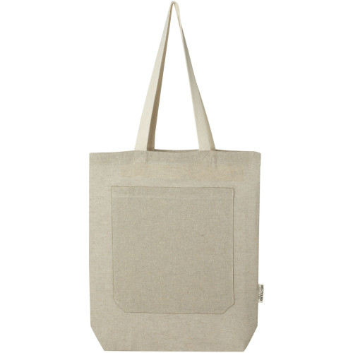 Bolsa Tote de algodón reciclado de 150 g/m² con bolsillo delantero de 9 litros "Pheebs"