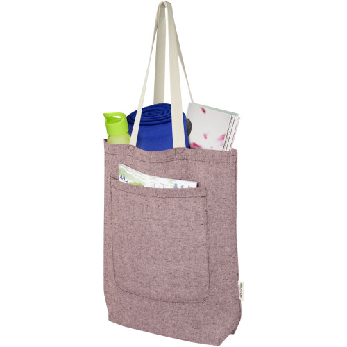 Bolsa Tote de algodón reciclado de 150 g/m² con bolsillo delantero de 9 litros "Pheebs"