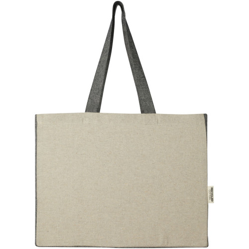 Bolsa Tote de algodón reciclado con fondo ancho de 190&nbsp;g/m² con laterales en contraste de 18&nbsp;l "Pheebs"