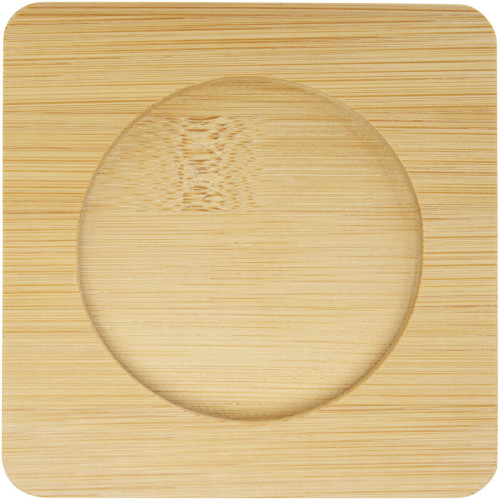 Dos tazas de vidrio de doble pared de 250 ml con posavasos de bambú "Manti" 