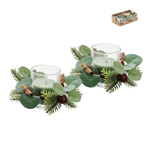 Set 2 porta velas de Navidad Moss