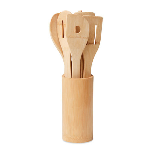 KYA Set utensilios cocina de bambú