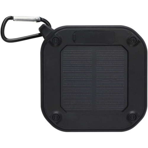 Altavoz solar Bluetooth IPX5 de 3W con mosquetón en plástico reciclado con certificación RCS "Solo" 