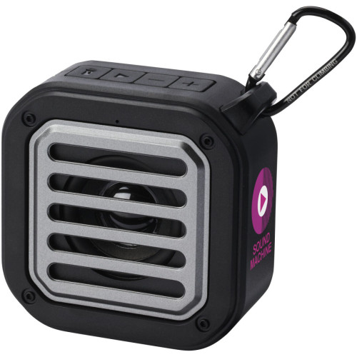 Altavoz solar Bluetooth IPX5 de 3W con mosquetón en plástico reciclado con certificación RCS "Solo" 