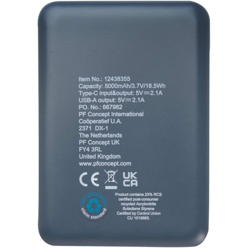 Batería externa tipo C de plástico reciclado de 5000 mAh "Asama"